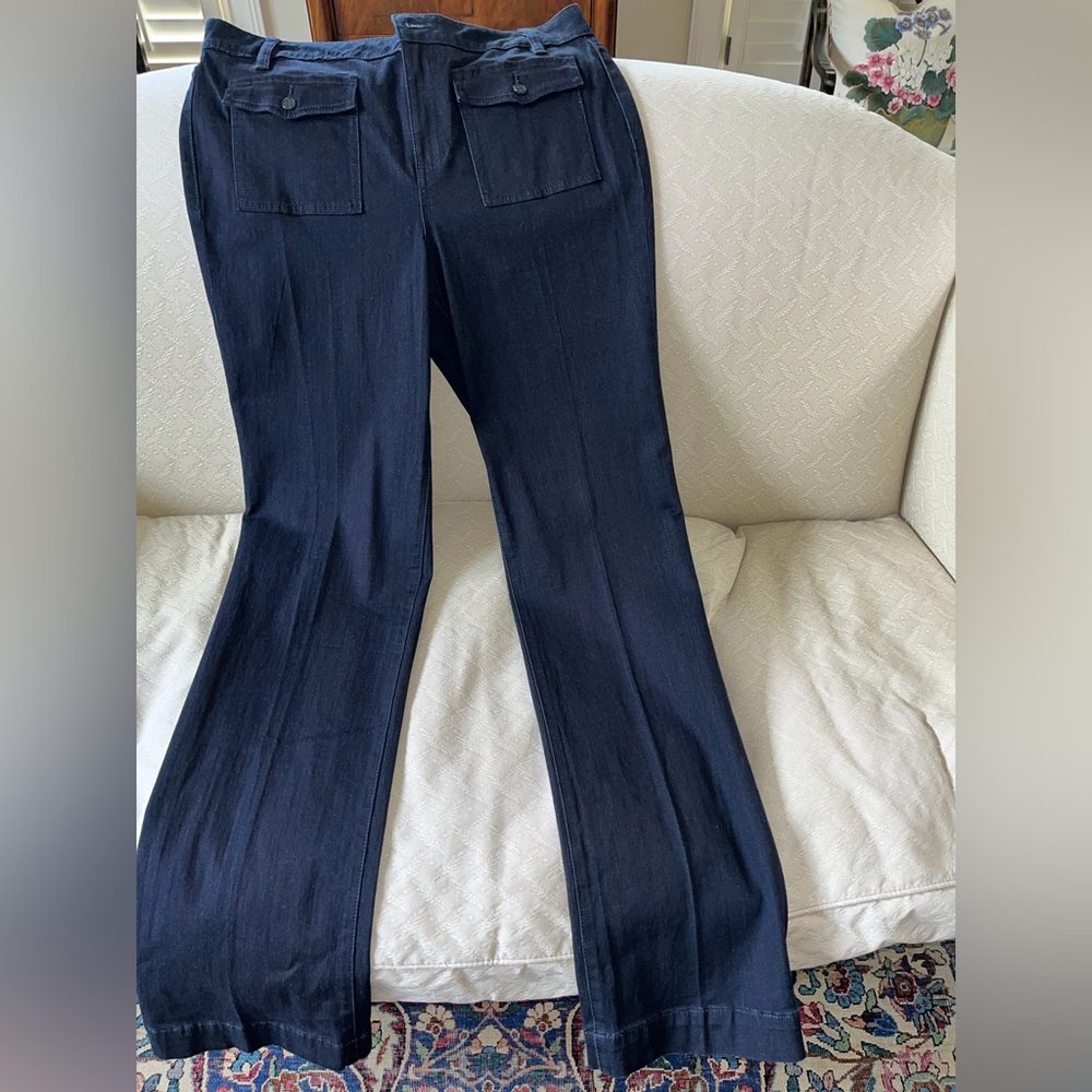 Tory Burch Front Patch Pocket Indigo Bootcut Jeans